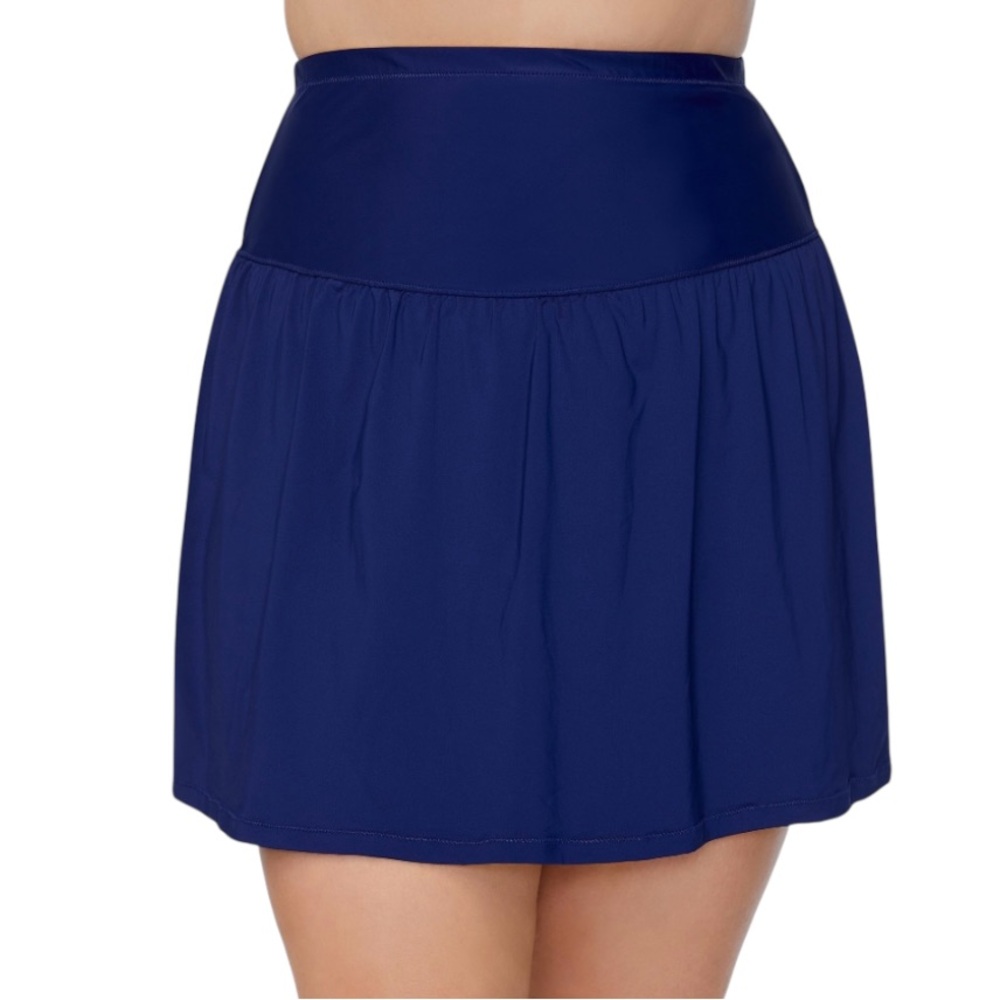 Leilani Plus High Waist Tummy Control Swim Skirt Bottom 24W Navy Blue